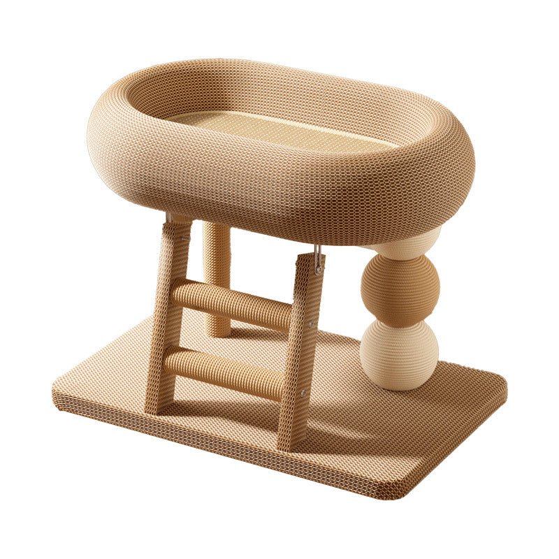 Cat Scratching Board Bed for Indoor Cats, Sisal Cat Lounger & Climbing Ramp, Self-Play Interactive Cat Toy for Bored Cats, Heavy Duty Scratcher for Large Fat Cats Sleeping and Scratching