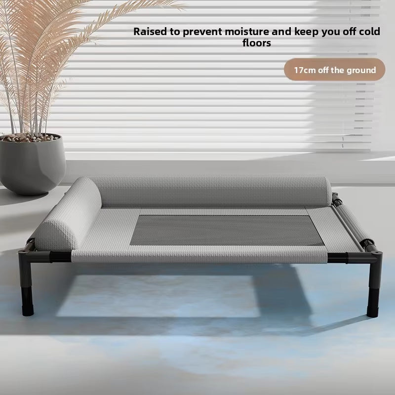 Cooling Elevated Dog Bed with Pillow & Ice Packs, Raised Outdoor Pet Cot for Medium & Large Dogs