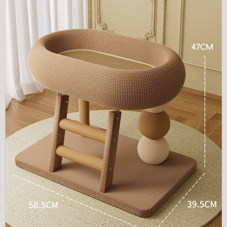 Cat Scratching Board Bed for Indoor Cats, Sisal Cat Lounger & Climbing Ramp, Self-Play Interactive Cat Toy for Bored Cats, Heavy Duty Scratcher for Large Fat Cats Sleeping and Scratching