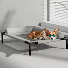 Cooling Elevated Dog Bed with Pillow & Ice Packs, Raised Outdoor Pet Cot for Medium & Large Dogs