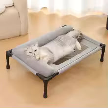 Cooling Elevated Dog Bed with Pillow & Ice Packs, Raised Outdoor Pet Cot for Medium & Large Dogs