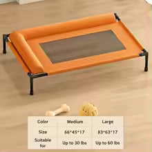 Cooling Elevated Dog Bed with Pillow & Ice Packs, Raised Outdoor Pet Cot for Medium & Large Dogs