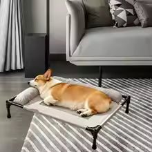 Cooling Elevated Dog Bed with Pillow & Ice Packs, Raised Outdoor Pet Cot for Medium & Large Dogs