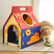 Portable Felt Cat Cave Bed with Handle – Cozy Indoor Cat House for Cats & Kittens
