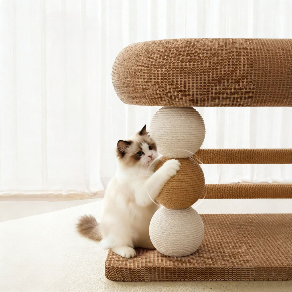 Cat Scratching Board Bed for Indoor Cats, Sisal Cat Lounger & Climbing Ramp, Self-Play Interactive Cat Toy for Bored Cats, Heavy Duty Scratcher for Large Fat Cats Sleeping and Scratching