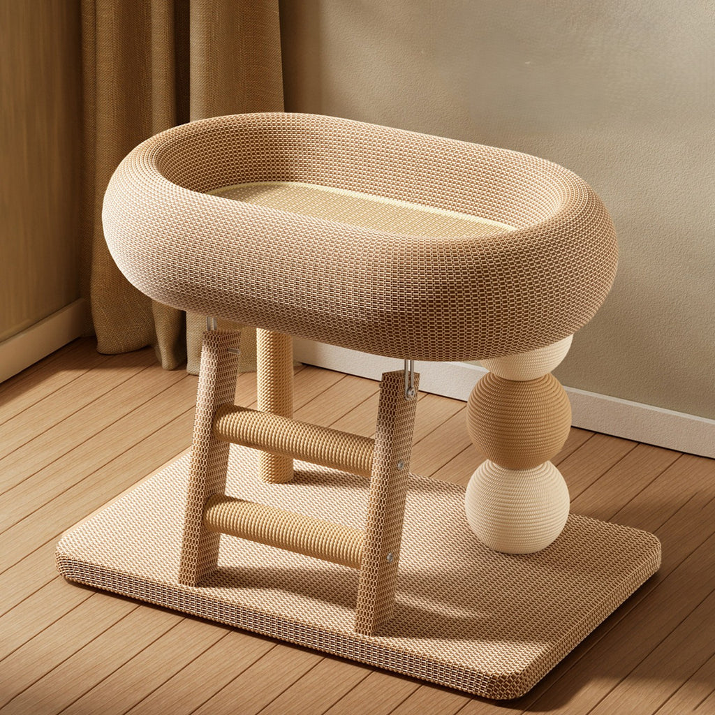 Cat Scratching Board Bed for Indoor Cats, Sisal Cat Lounger & Climbing Ramp, Self-Play Interactive Cat Toy for Bored Cats, Heavy Duty Scratcher for Large Fat Cats Sleeping and Scratching