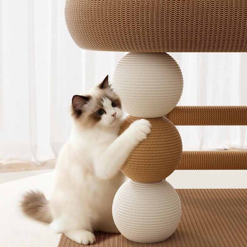 Cat Scratching Board Bed for Indoor Cats, Sisal Cat Lounger & Climbing Ramp, Self-Play Interactive Cat Toy for Bored Cats, Heavy Duty Scratcher for Large Fat Cats Sleeping and Scratching